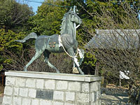 昭和56年に寄進された「馬像（秋吉号）」