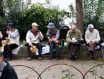 海老江公園で昼食風景
